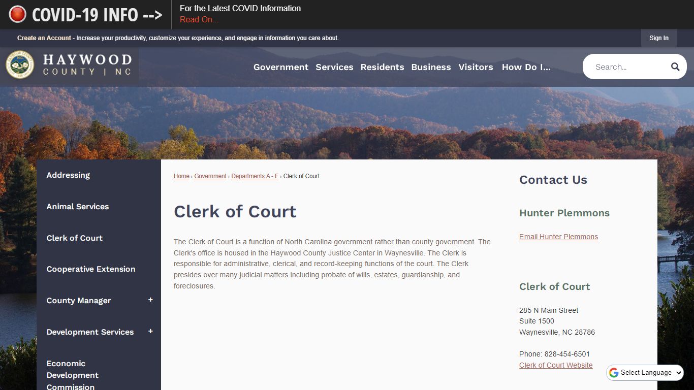 Clerk of Court | Haywood County, NC