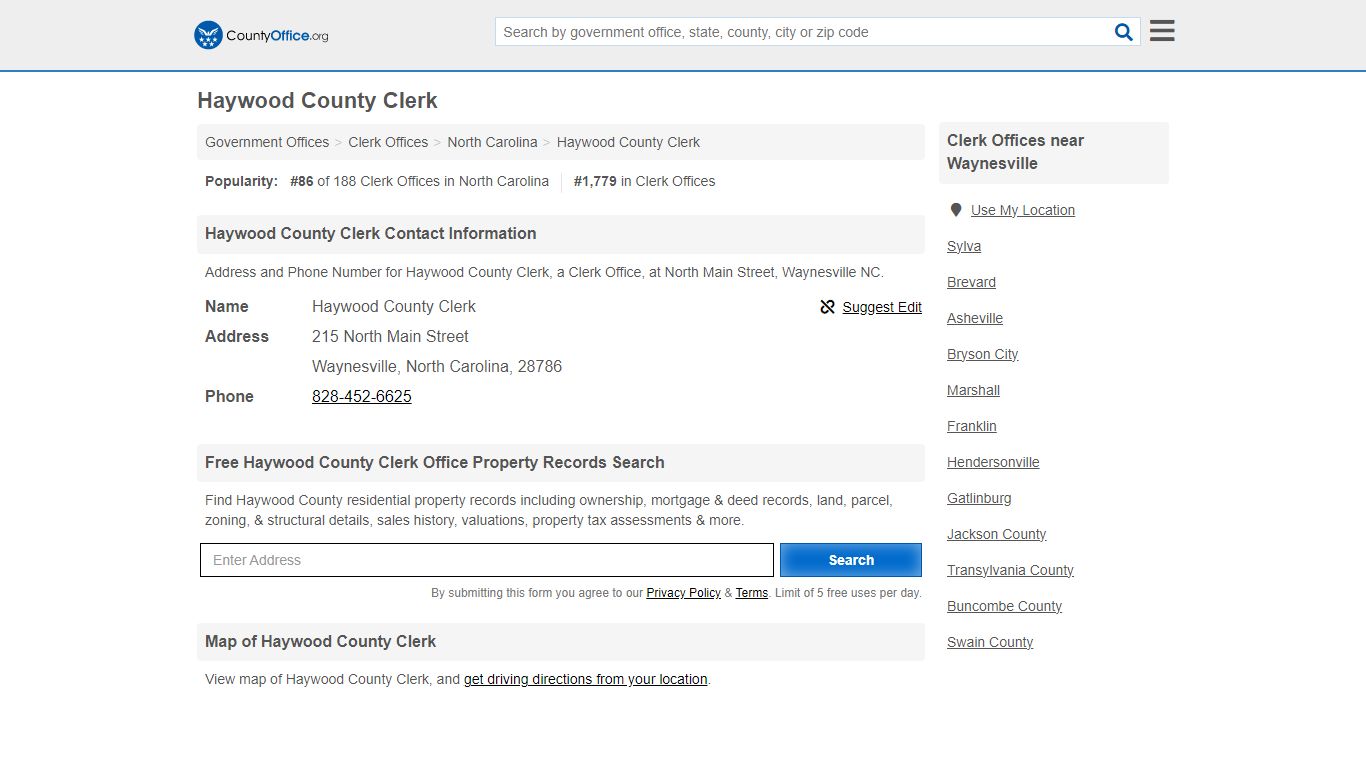 Haywood County Clerk - Waynesville, NC (Address and Phone)