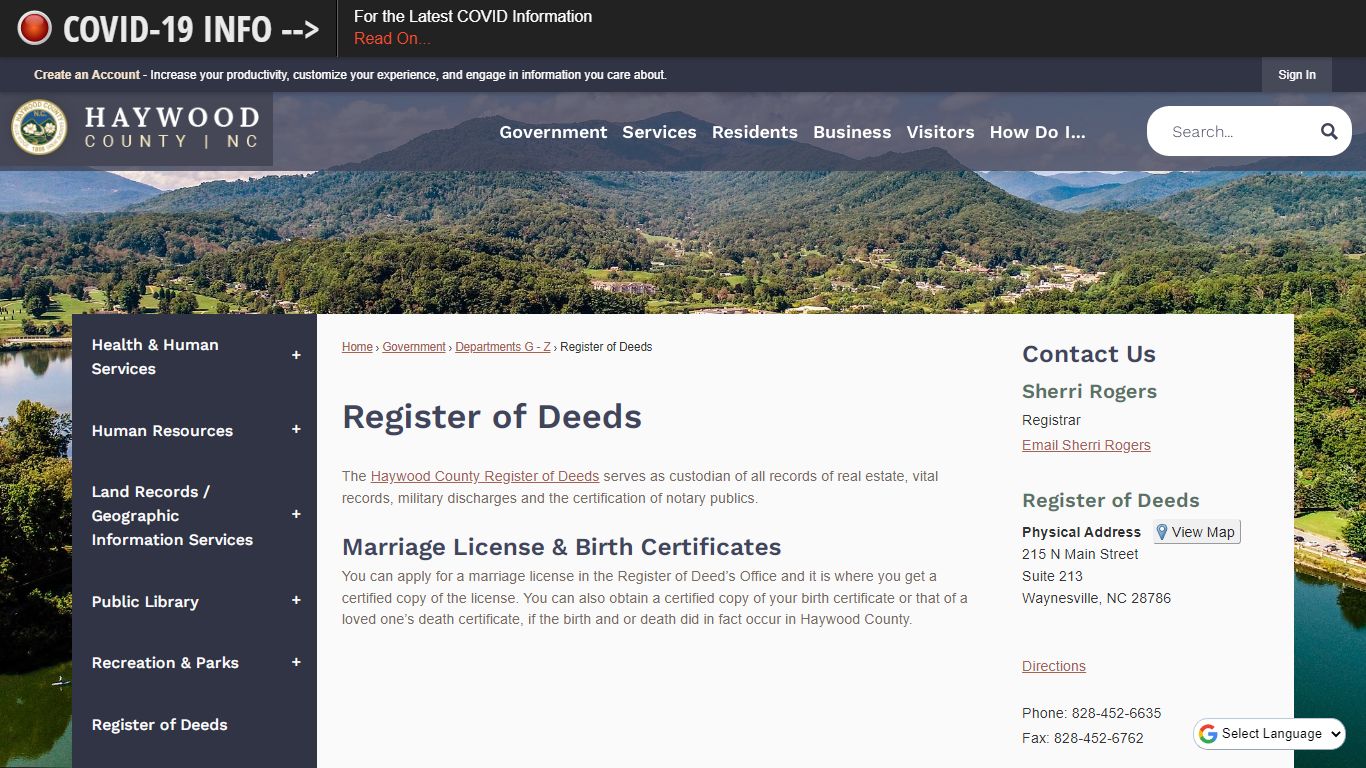 Register of Deeds | Haywood County, NC